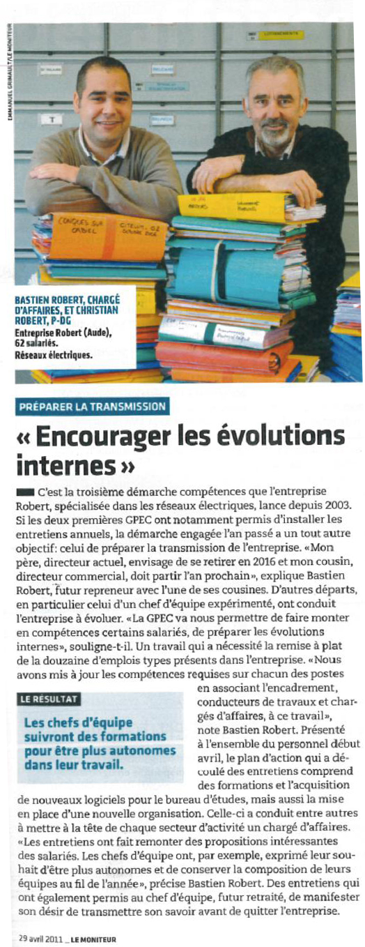Article du magasine Le Moniteur - Avril 2011